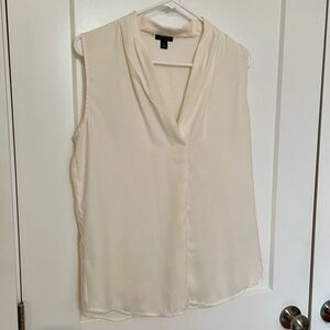 Ann Taylor ivory v-neck sleeveless blouse